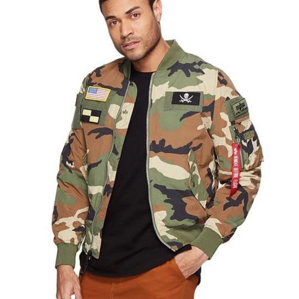 Alpha Industries L-2B Flex Light Woodland Camo Reversible Bomber Jacket